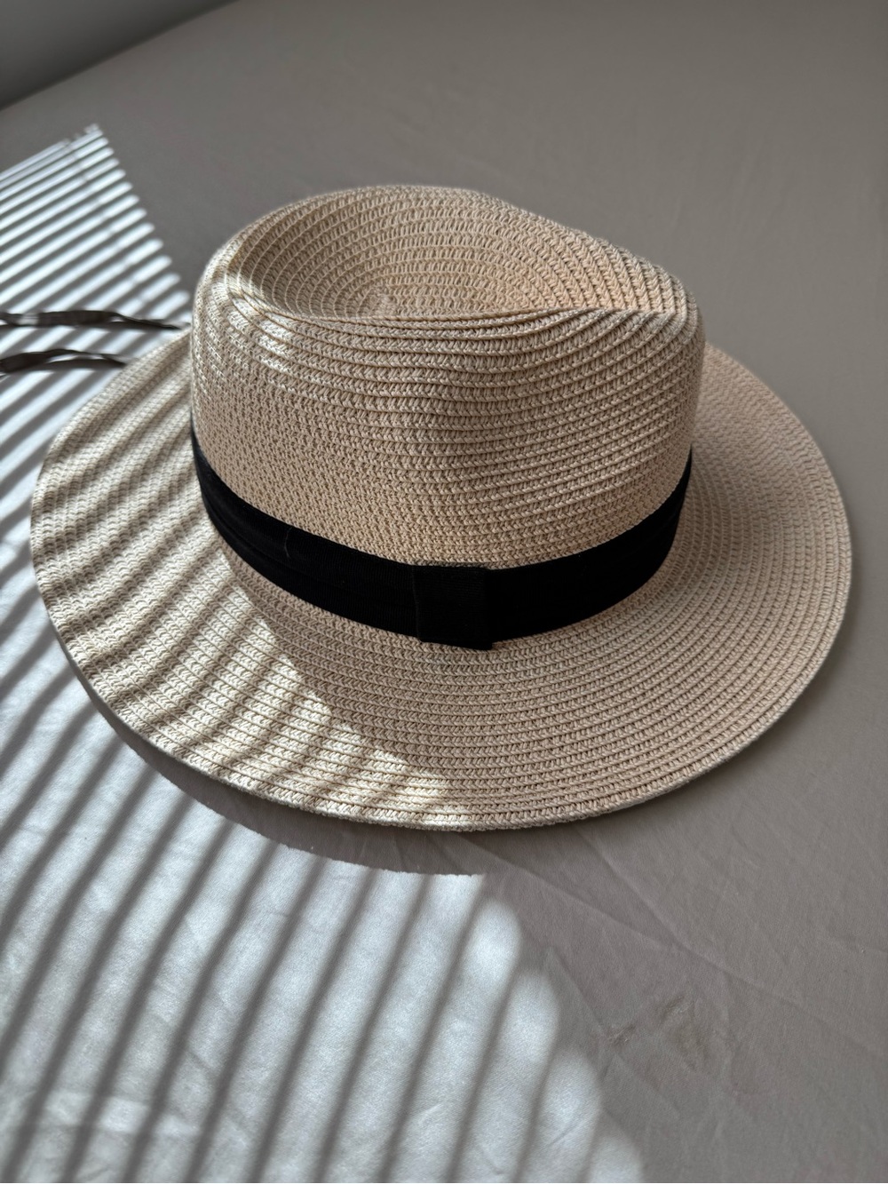 Cream Straw Sun Hat with Black Band